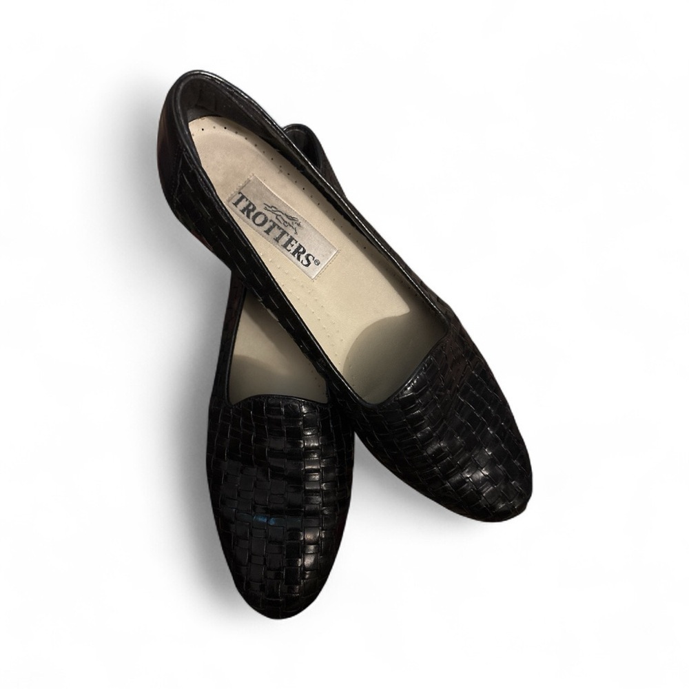 Trotters, Black Woven Loafers, Size 8.5N, Upper Leather In Perfect Condition - Picture 2 of 5